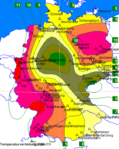 Temperaturverteilung des Jahres 2006