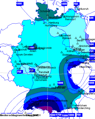 Niederschlagsverteilung des Jahres 2009