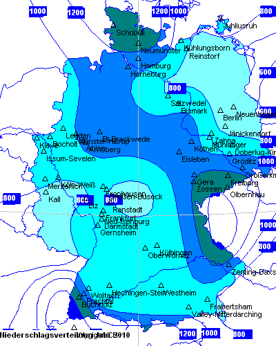 Niederschlagsverteilung des Jahres 2010