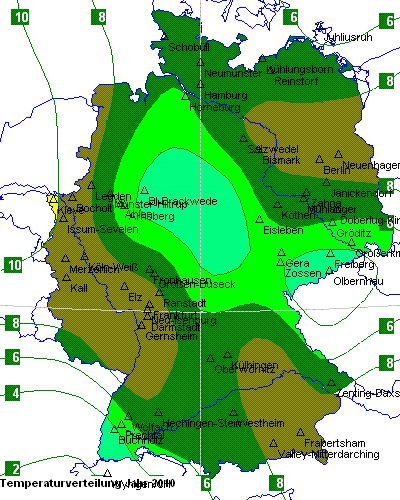 Temperaturverteilung des Jahres 2010