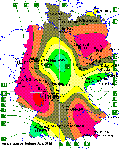 Temperaturverteilung des Jahres 2011