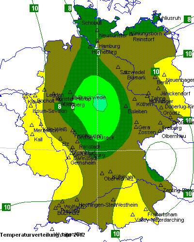 Temperaturverteilung des Jahres 2012