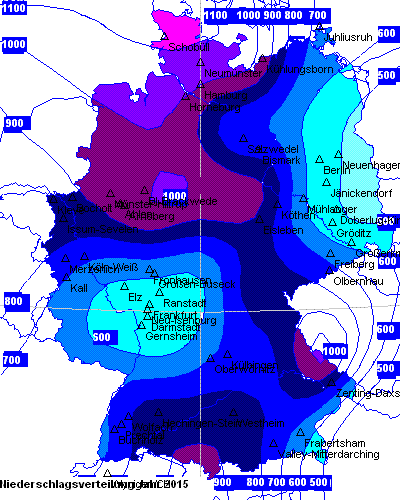 Niederschlagsverteilung des Jahres 2015