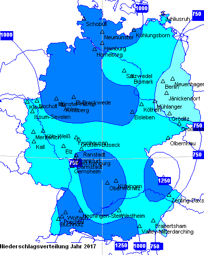 Niederschlagsverteilung des Jahres 2017