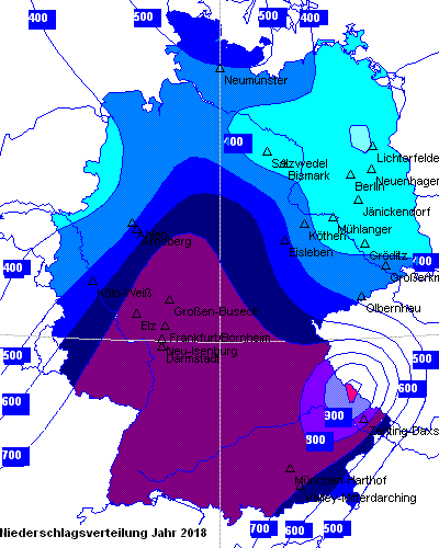 Niederschlagsverteilung des Jahres 2018