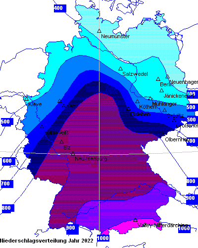 Niederschlagsverteilung des Jahres 2022