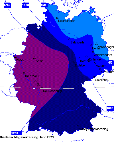 Niederschlagsverteilung des Jahres 2022